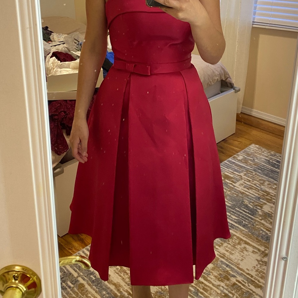 Xscape Womens Red/ berry Off-The-Shoulder Formal PROM Dress satin